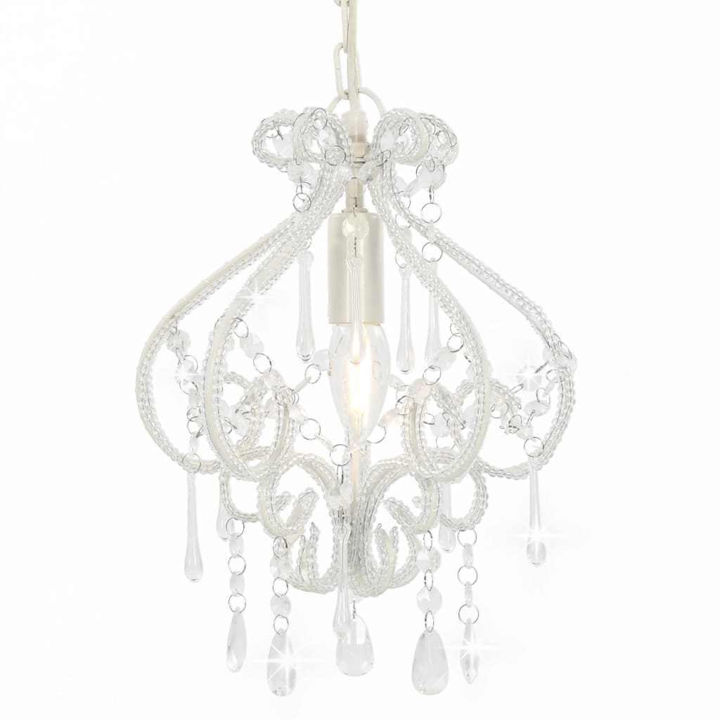 Ceiling lamp with beads round e14 white - number 1.