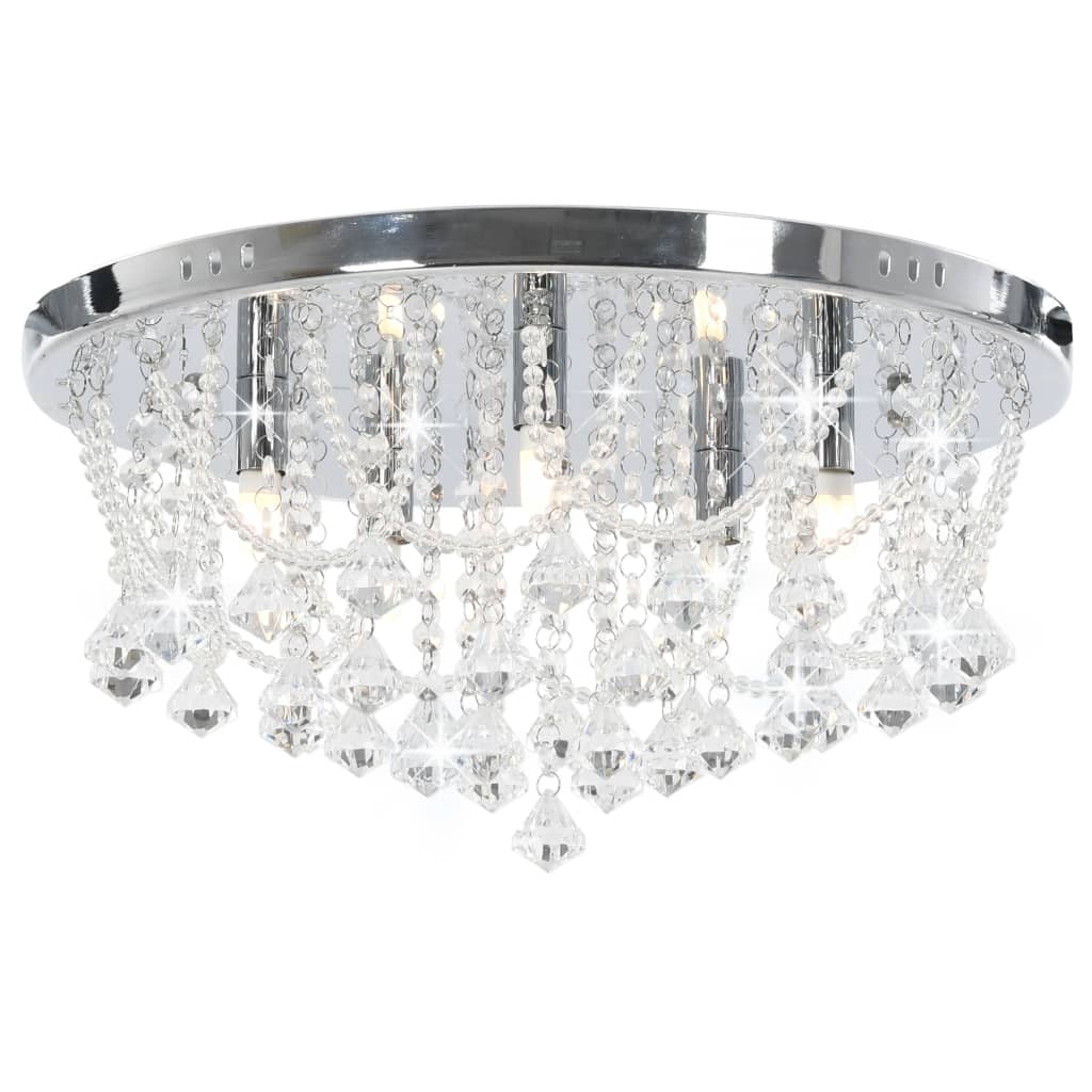 Plafonnier avec perles de cristal rondes 4 ampoules g9 couleur argent - number 1.