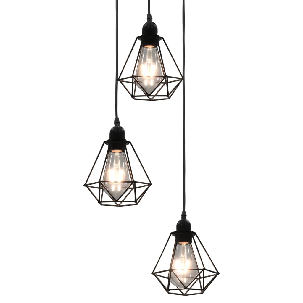 Plafonnier avec design diamant 3 ampoules e27 noir - number 1.