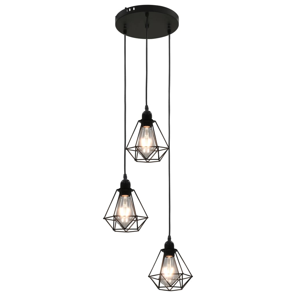 Plafonnier avec design diamant 3 ampoules e27 noir - number 2.
