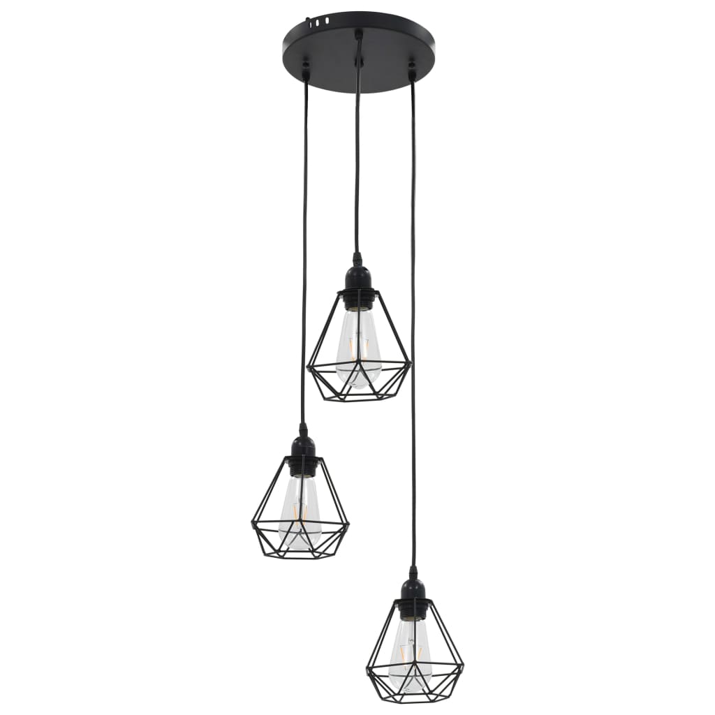 Plafonnier avec design diamant 3 ampoules e27 noir - number 3.