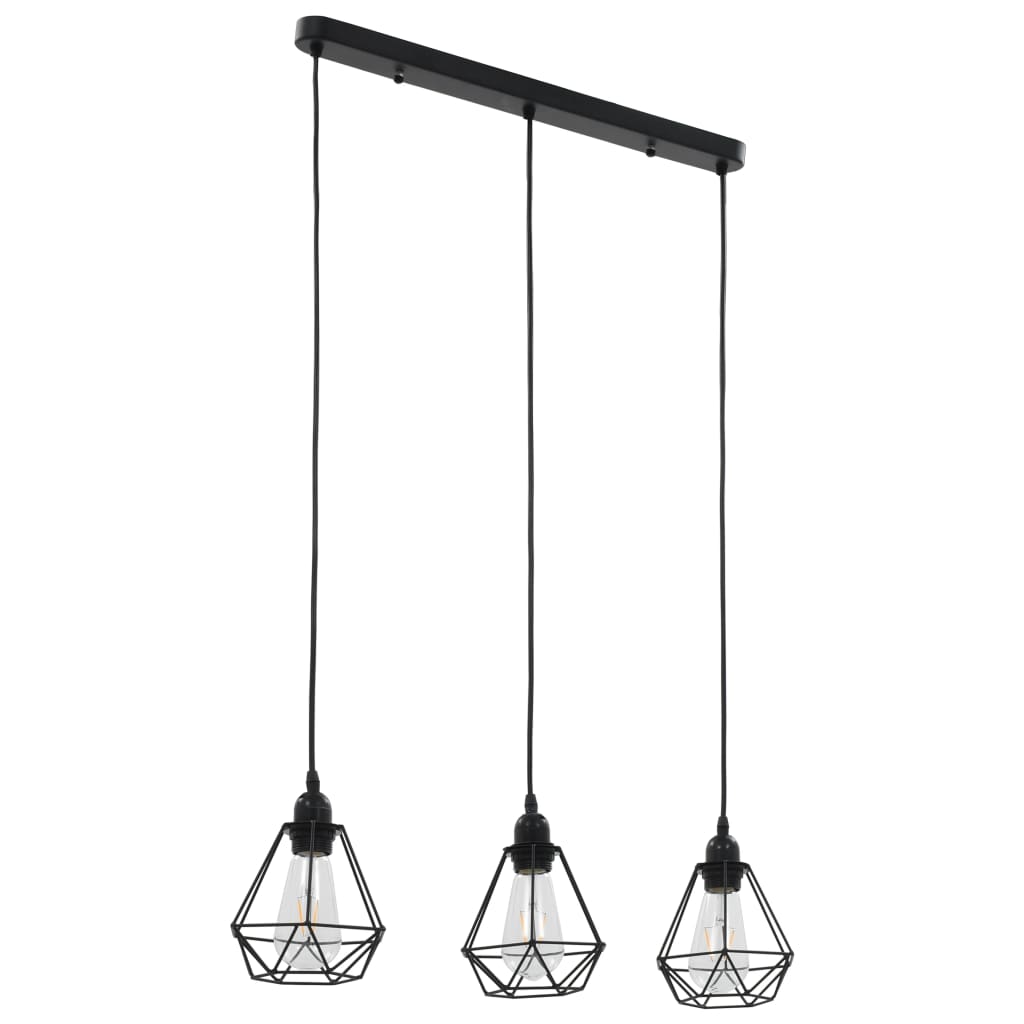 Loftlampe med diamantdesign 3 x e27-pærer sort - number 1.