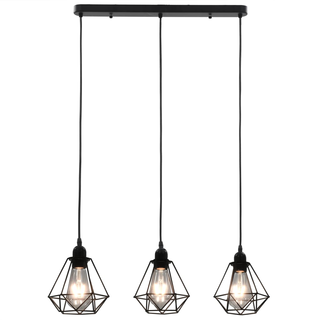Ceiling lamp with diamond design 3 x e27 bulbs black - number 2.