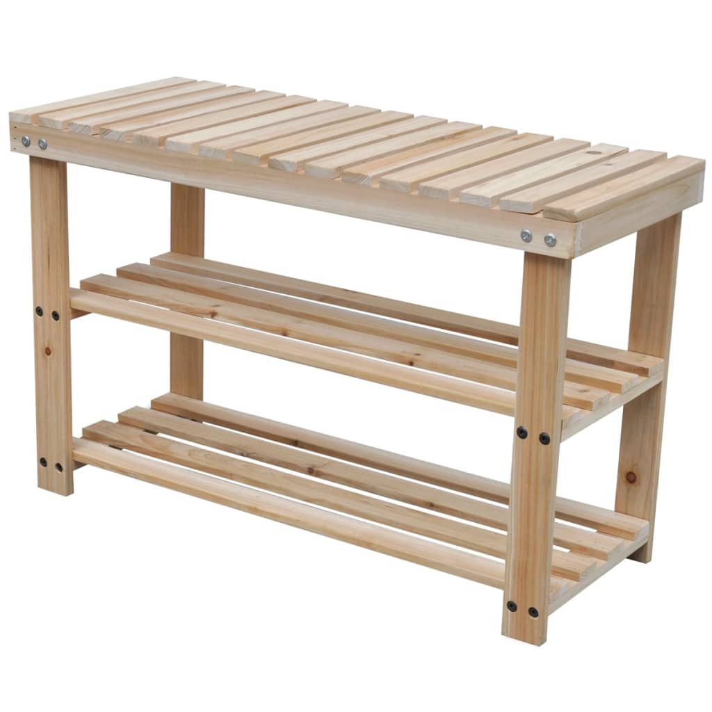 2-in-1 shoe racks with bench top 2 pcs. solid wood - number 2.
