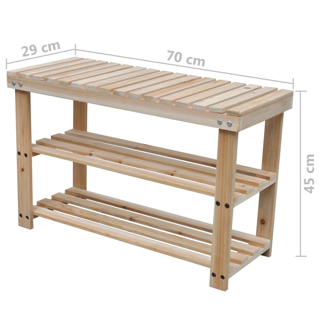 2-in-1 shoe racks with bench top 2 pcs. solid wood - number 4.