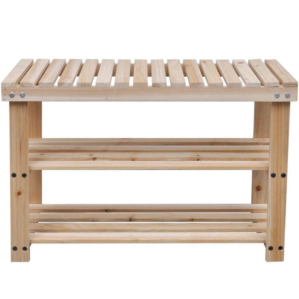 2-in-1 shoe racks with bench top 2 pcs. solid wood - number 3.
