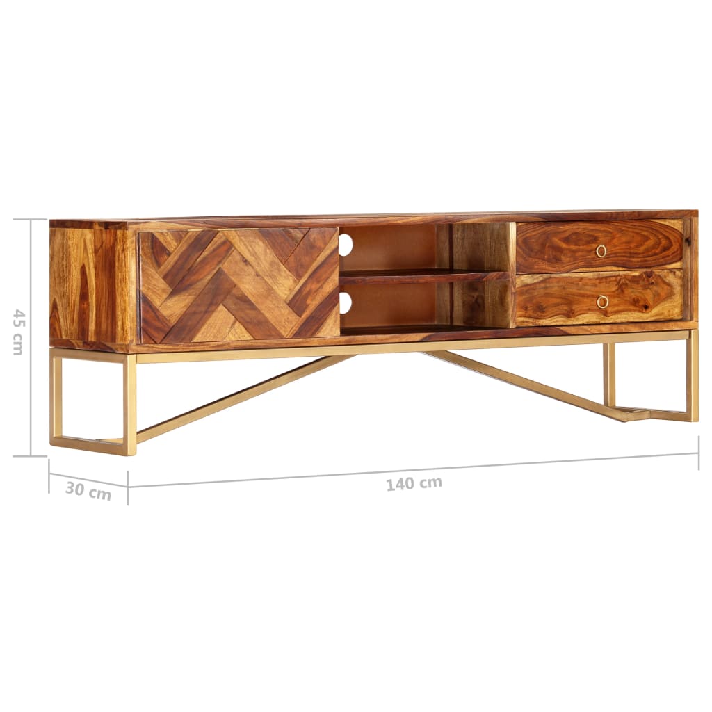 Tv cabinet 140x30x45 cm solid sheesham wood - number 11.