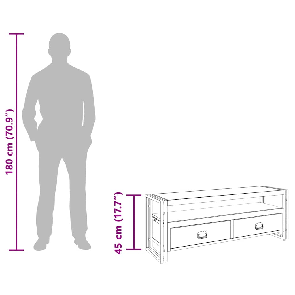 Tv ormarić 120x35x45 cm puno drvo mango - number 11.