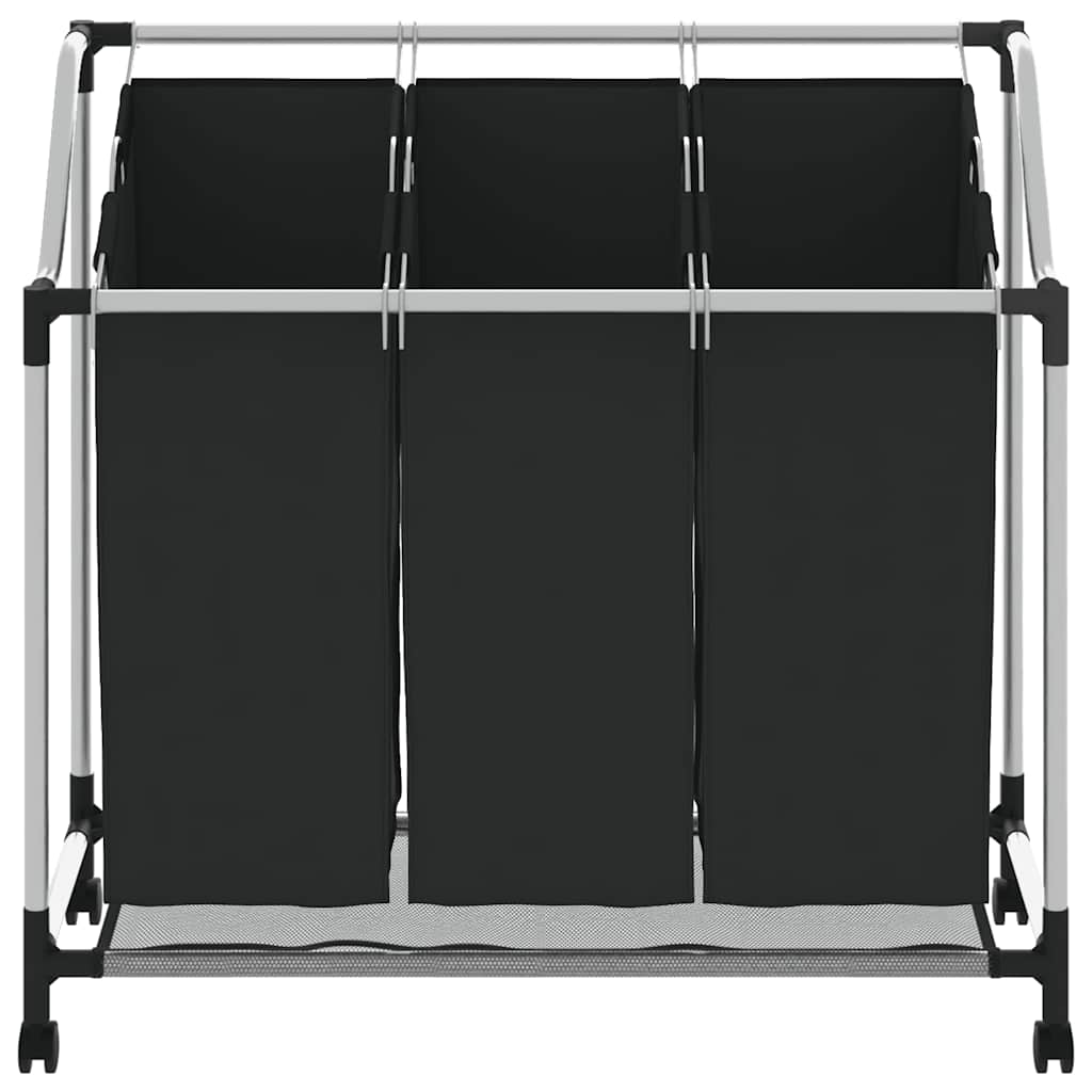 Vasketøjskurv med 3 poser stål - sort, 1, 3 tasker - number 4.