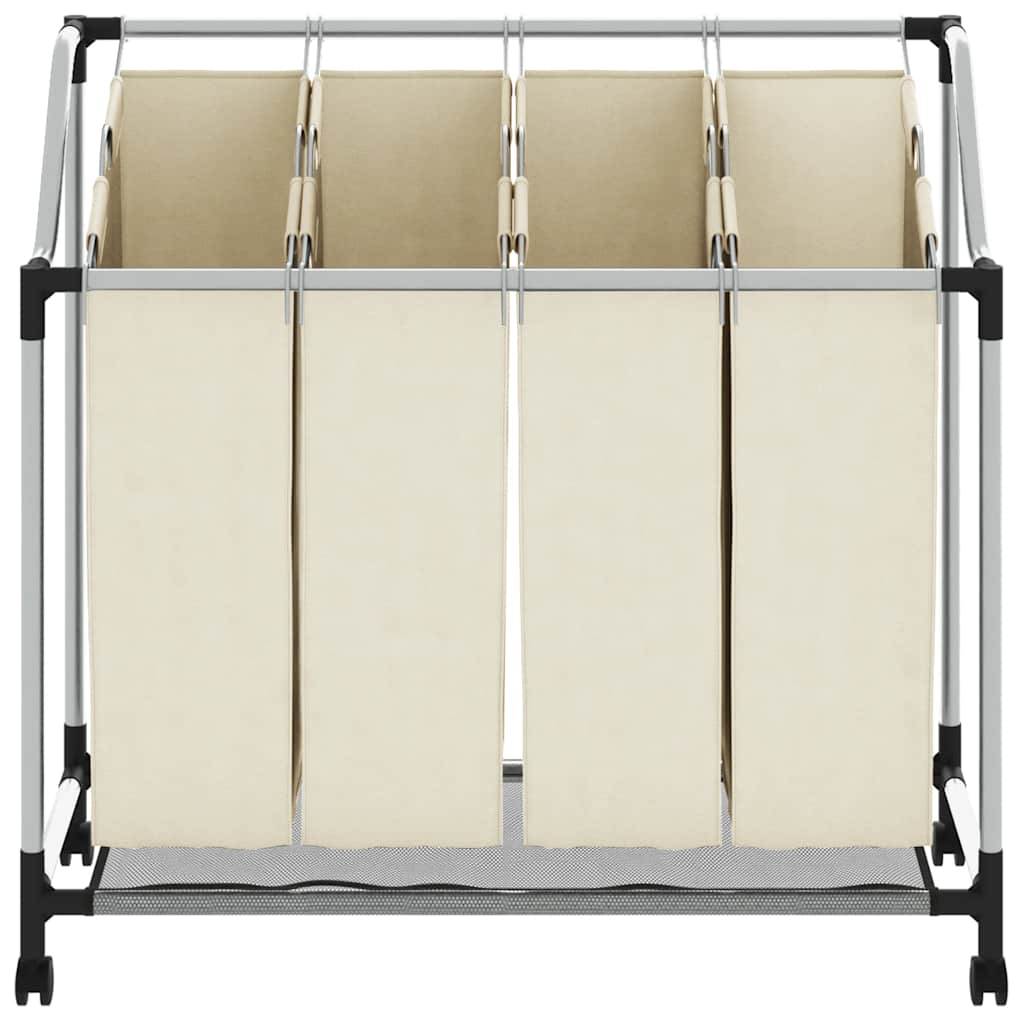 Laundry basket with 4 bags steel cream colored - number 4.