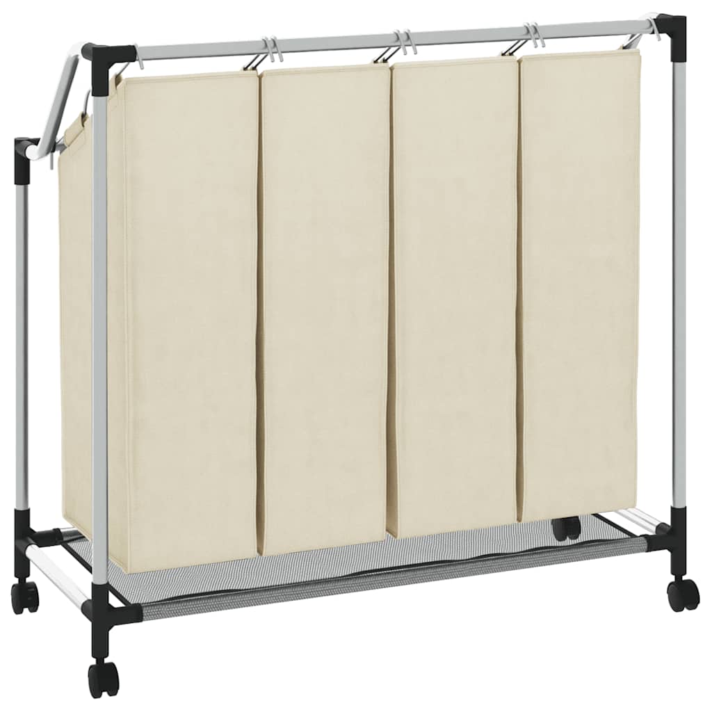 Laundry basket with 4 bags steel cream colored - number 6.