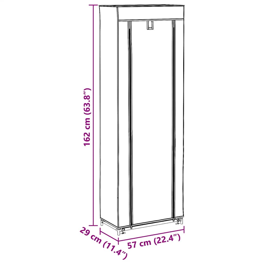 Ormarić za cipele s poklopcem 57 x 29 x 162 cm tkanina siva - number 8.