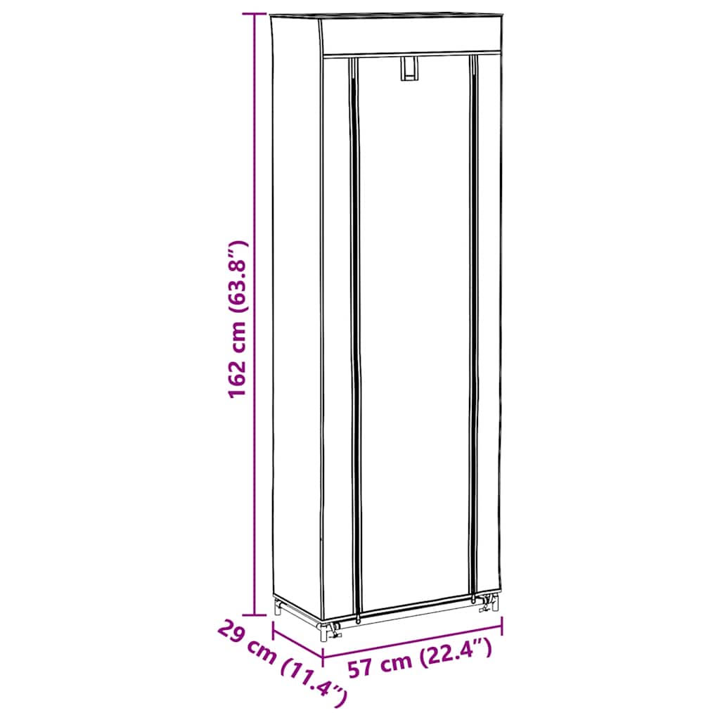 Ormarić za cipele s poklopcem 57 x 29 x 162 cm tkanina krem boje - number 8.