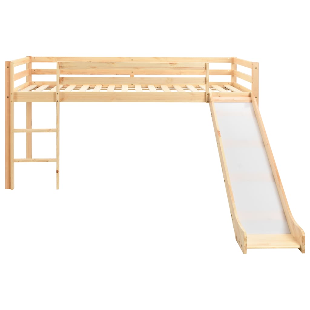 Loftseng til børn med rutsjebane og stige fyrretræ 97 x 208 cm - number 2.