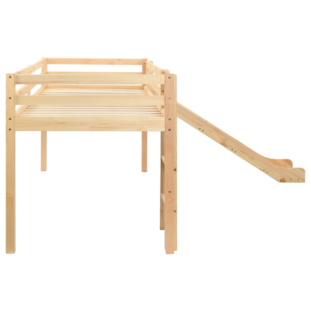Loftseng til børn med rutsjebane og stige fyrretræ 97 x 208 cm - number 3.