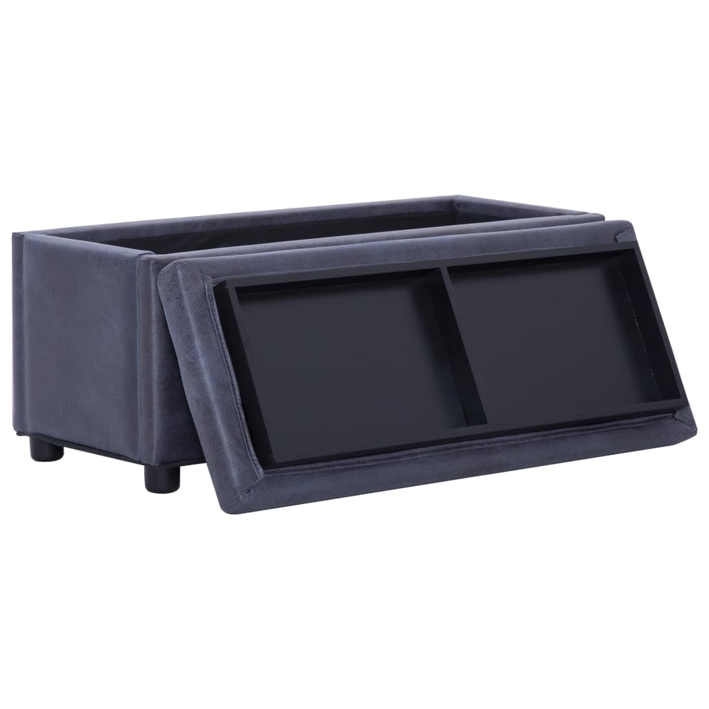 Ottoman med opbevaring 87,5 cm imiteret ruskind grå - number 4.