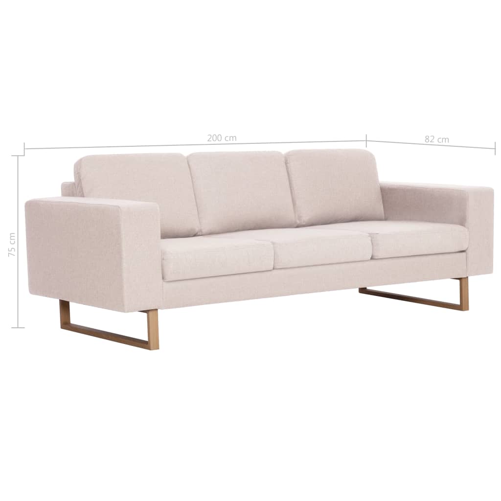 3-personers sofa i stof cremefarvet - number 8.