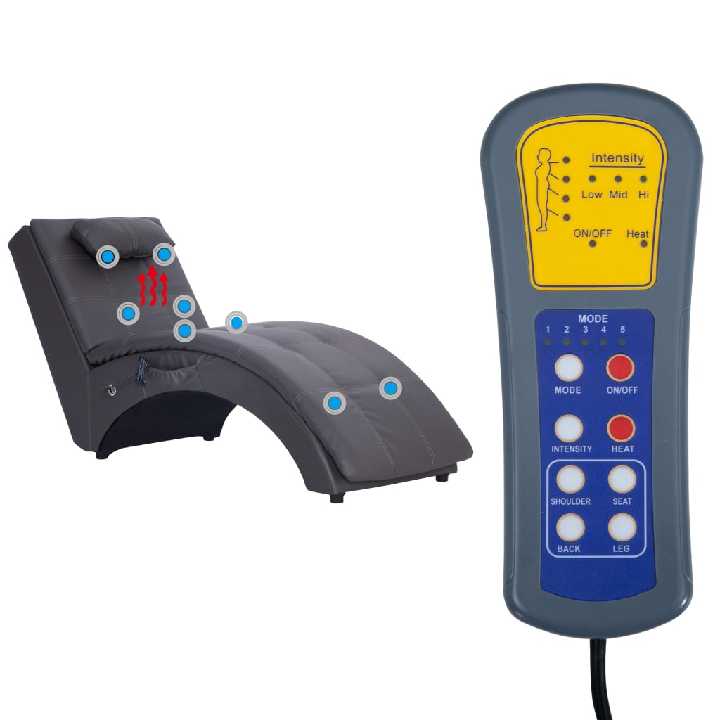 Leżanka masująca z poduszką skóra ekologiczna - szara, 1 - number 9.