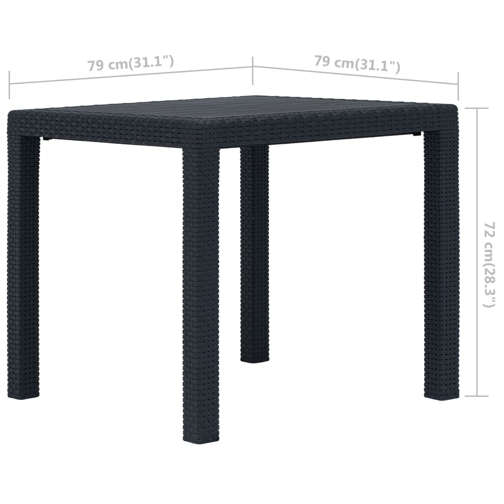 Garnitura za bistro 3 dijela plastika u izgledu ratana antracit siva - number 12.