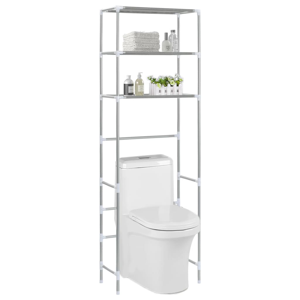 Storage rack with 3 shelves 53x28x169 cm silver-coloured - number 1.