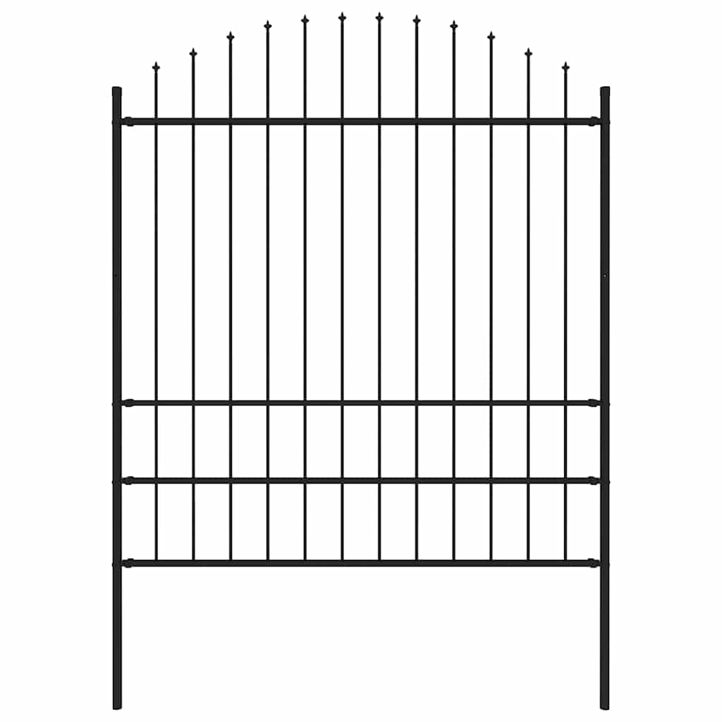 Fence du jardin avec haut de lance (1,75-2) x 1,7 m en acier noir-1, 1,7 m, 175-200 cm - number 1.