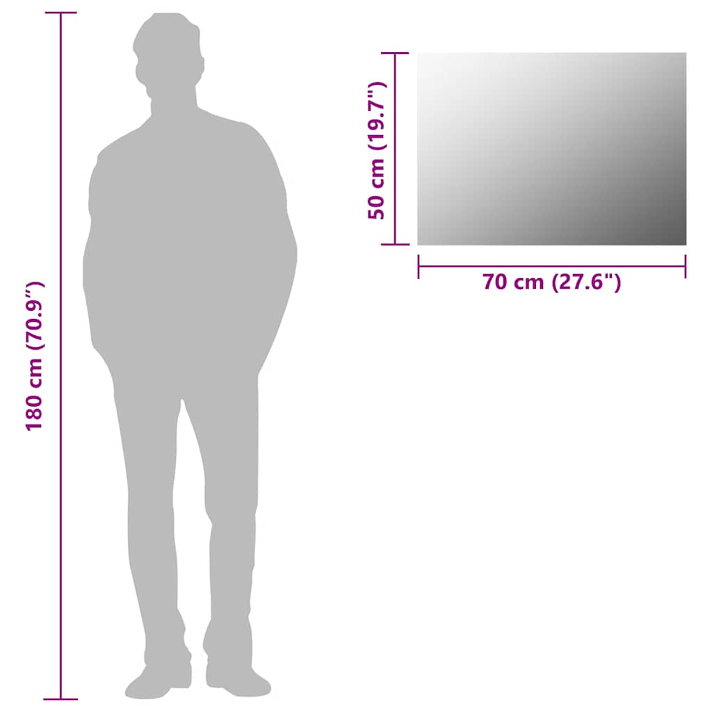 Spejl uden ramme 70x50 cm glas - number 8.