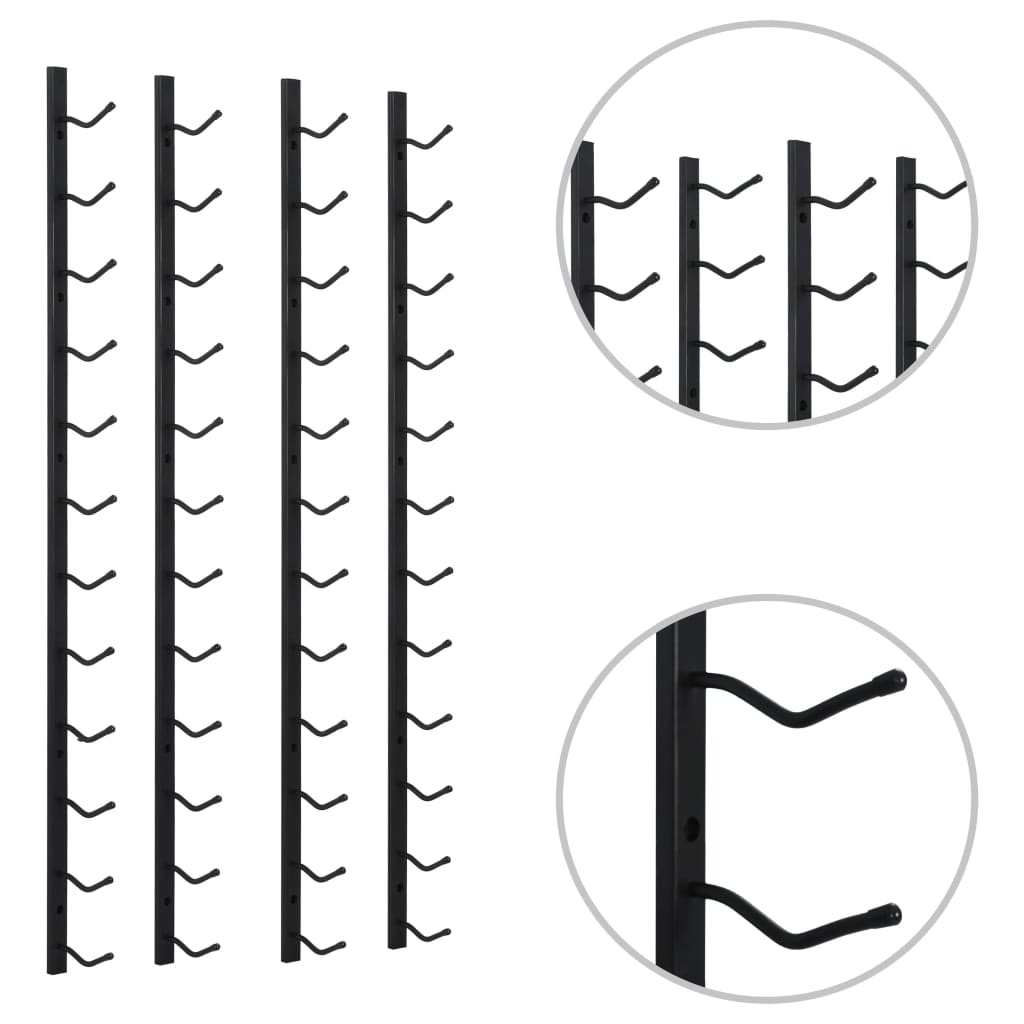 Vægmonteret vinreoler til 12 vinflasker 2 stk. sort jern - number 3.