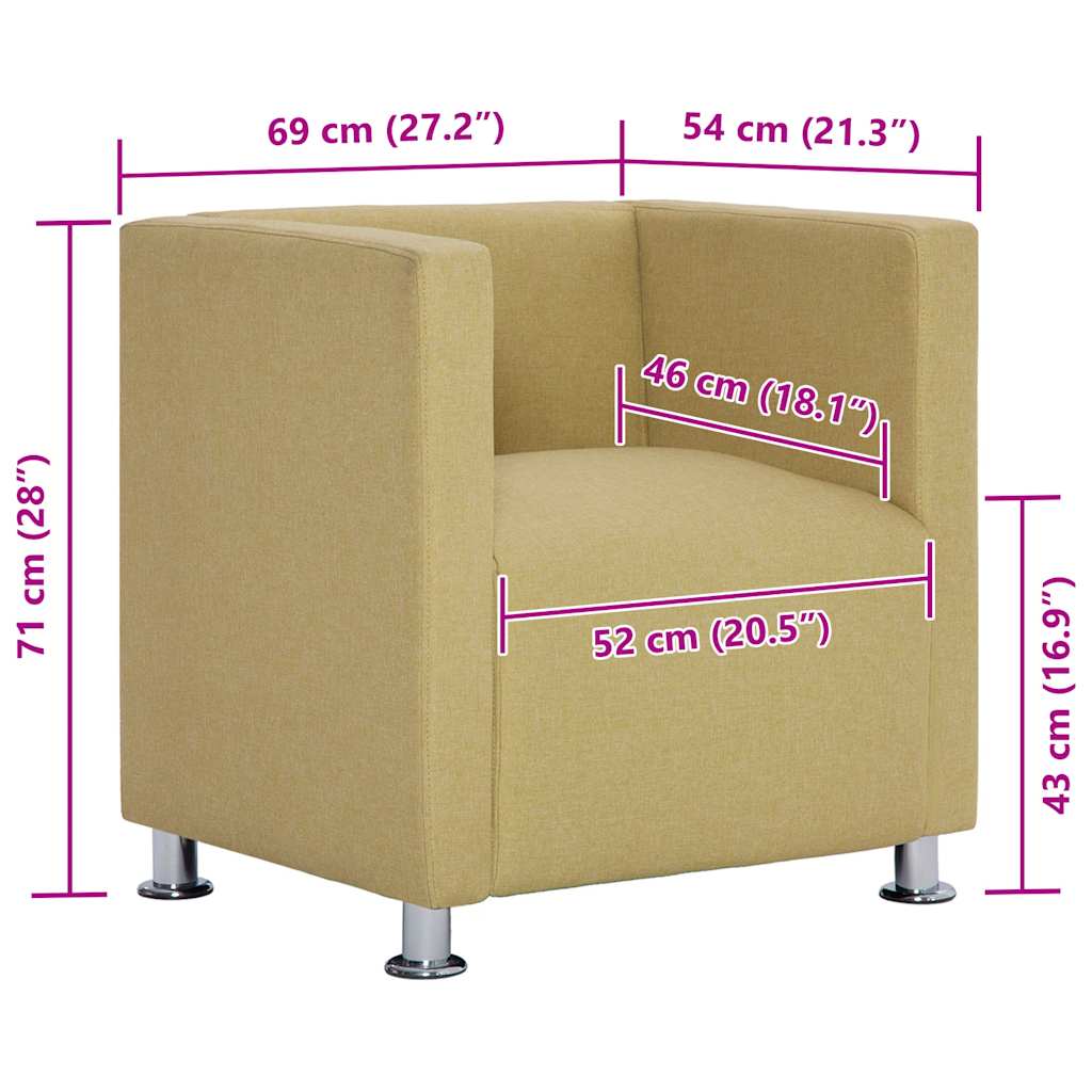 Kubelænestol stof grøn - number 9.