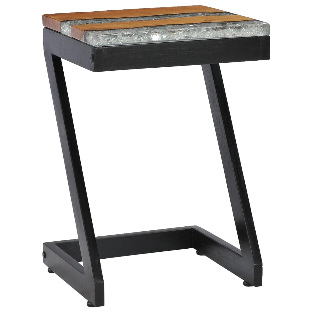 Sofabord 30 x 30 x 50 cm massivt teaktræ og polyresin - number 11.