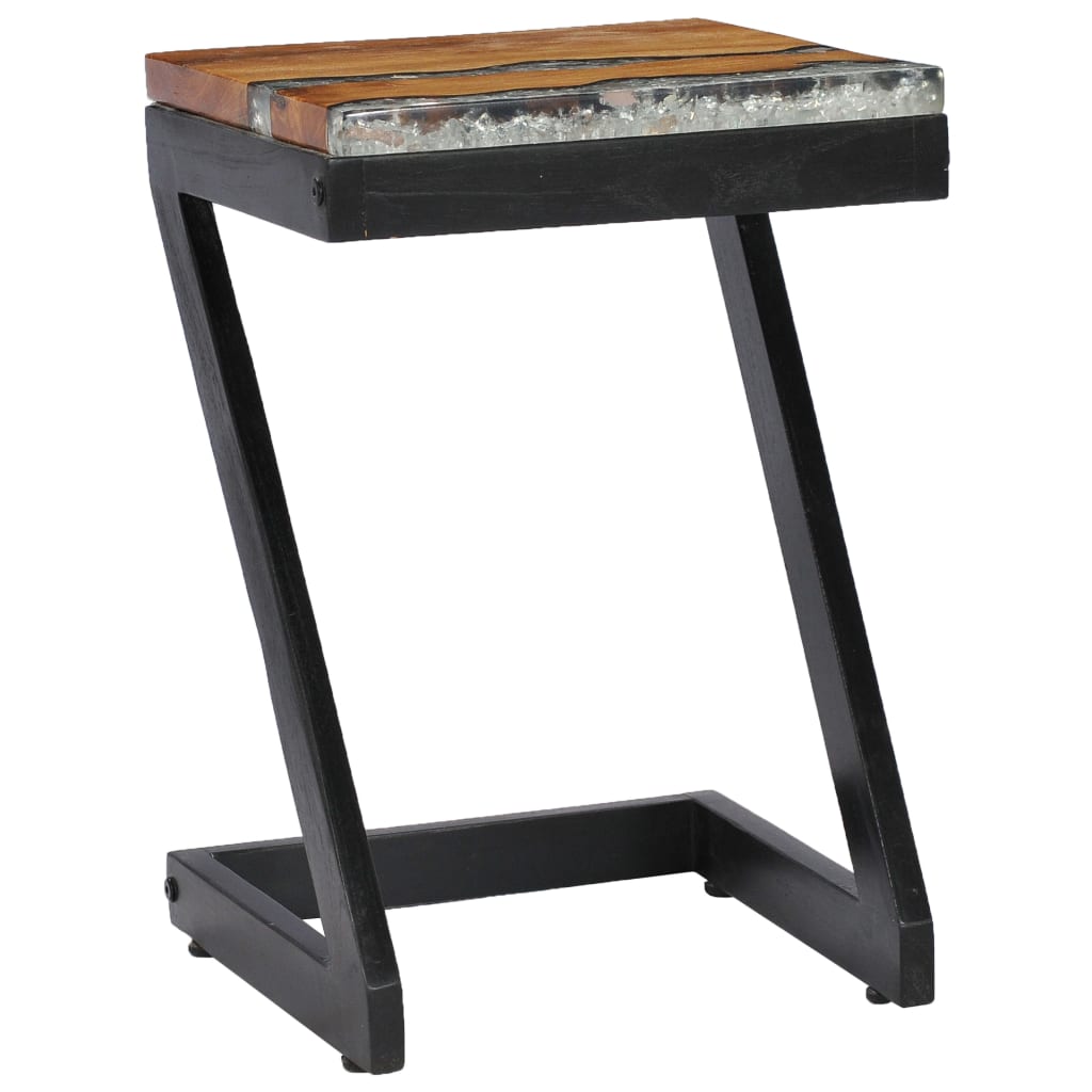 Sofabord 30 x 30 x 50 cm massivt teaktræ og polyresin - number 12.