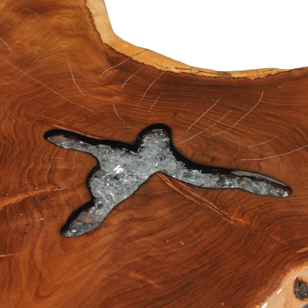 Sofabord 70 x 45 cm massiv teaktræ og polyresin - number 5.