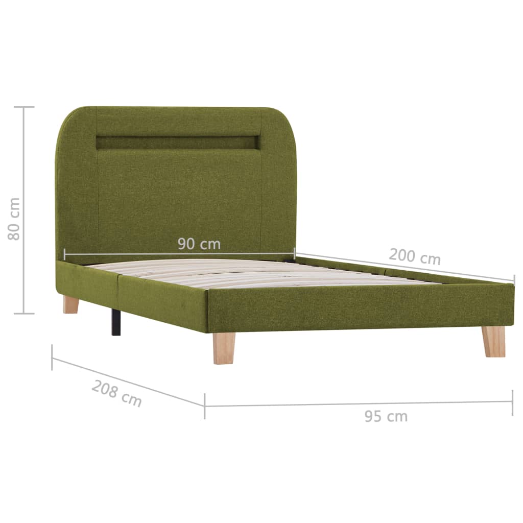 Sengestel med led 90x200 cm stof grøn - number 8.