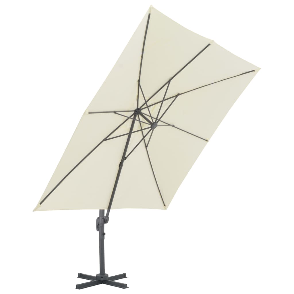 Haveparasol m. transportabel fod - sandfarvet, 3 x 3 m, 1 - number 4.
