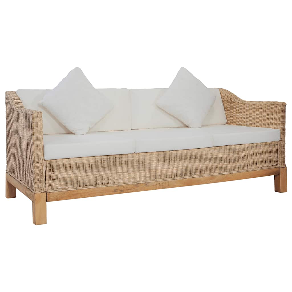 3-personers sofa med hynder naturlig rattan - number 3.