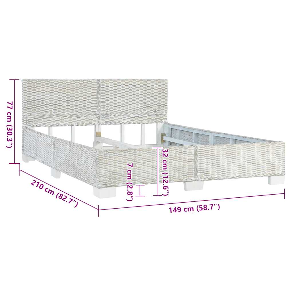 Okvir kreveta 140 x 200 cm prirodni ratan sivi - number 7.