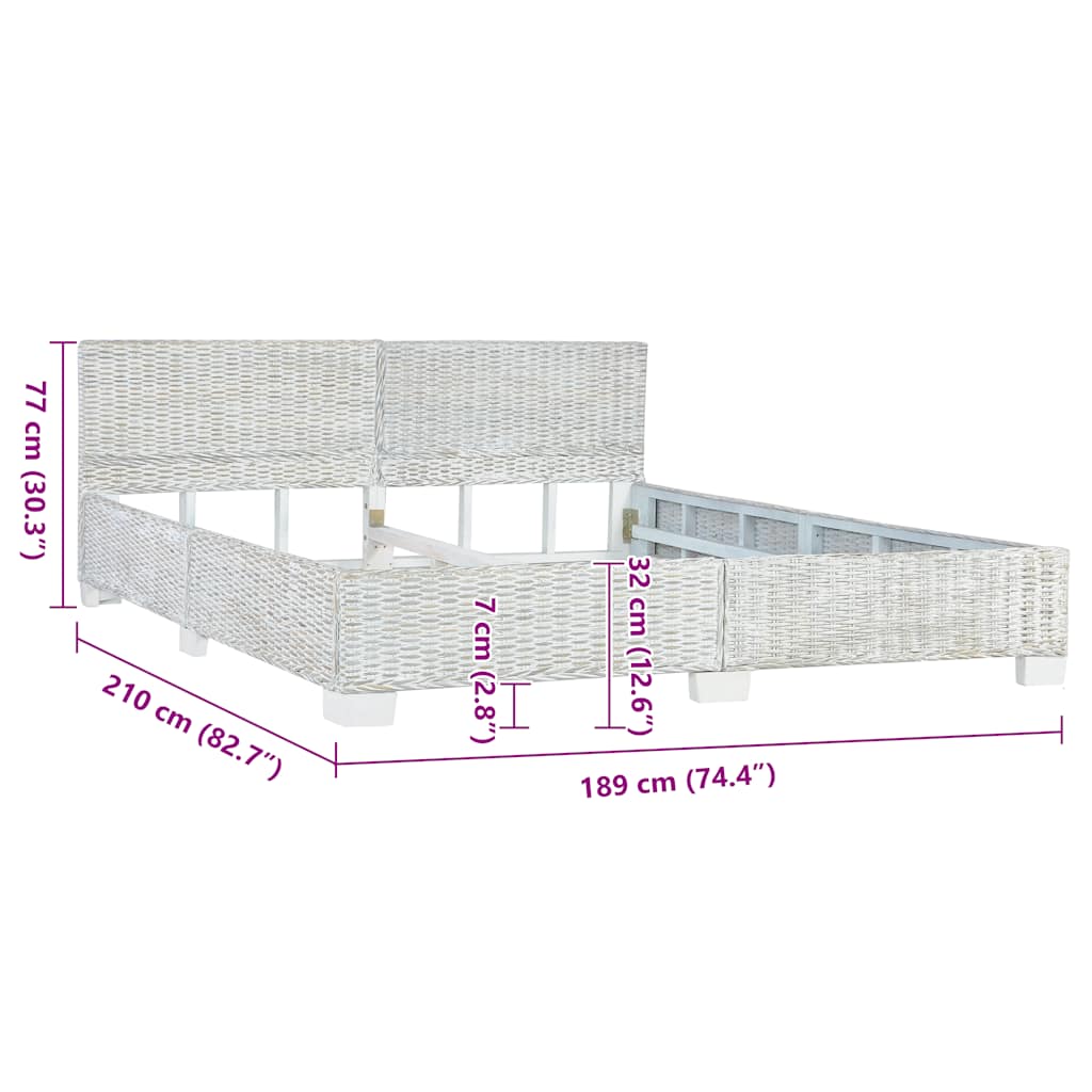 Sengestel 180x200 cm naturlig rattan grå - number 7.