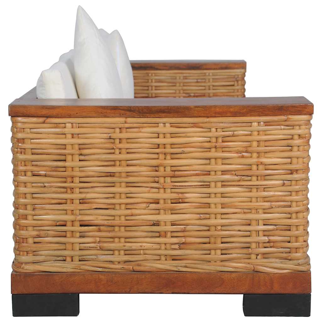 3-manns sofa med puter naturlig rottingbrun - number 4.