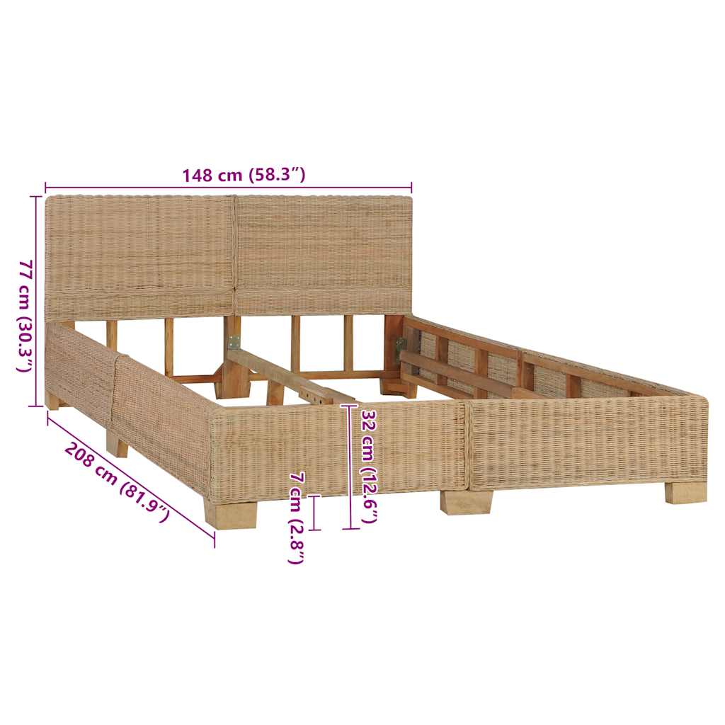Ručno tkani okvir kreveta od pravog ratana - smeđi, 140 x 200 cm - number 7.
