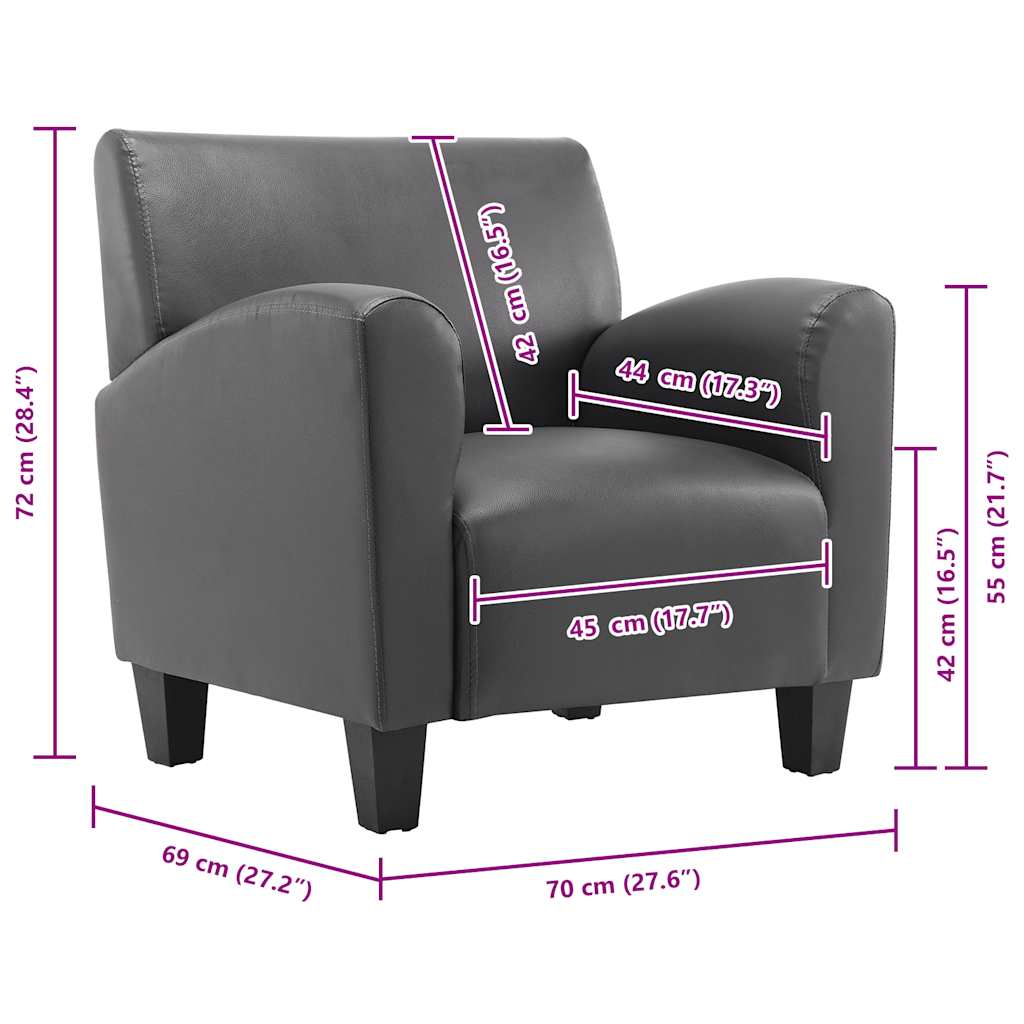 Fotel skóra ekologiczna szary - number 8.