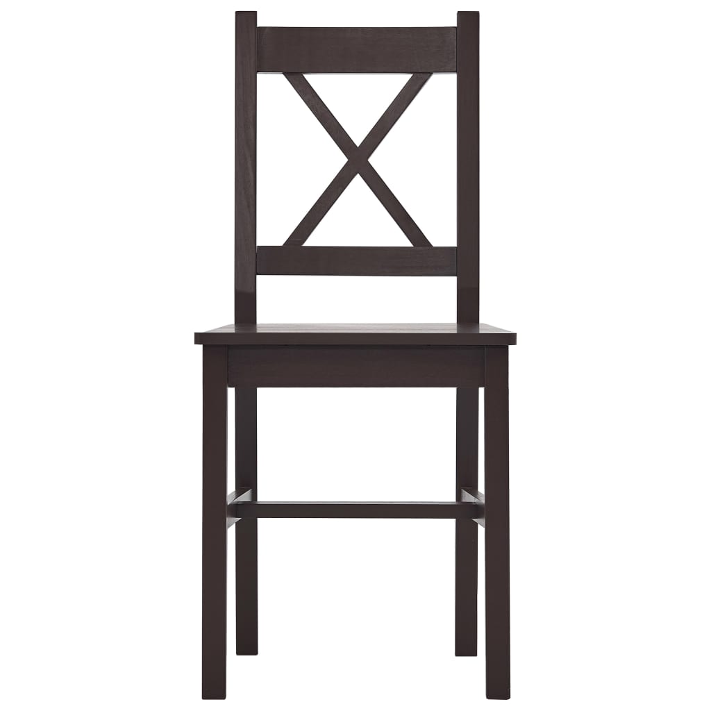 Zestaw stołowy 7 części drewno sosnowe ciemny brąz - number 6.