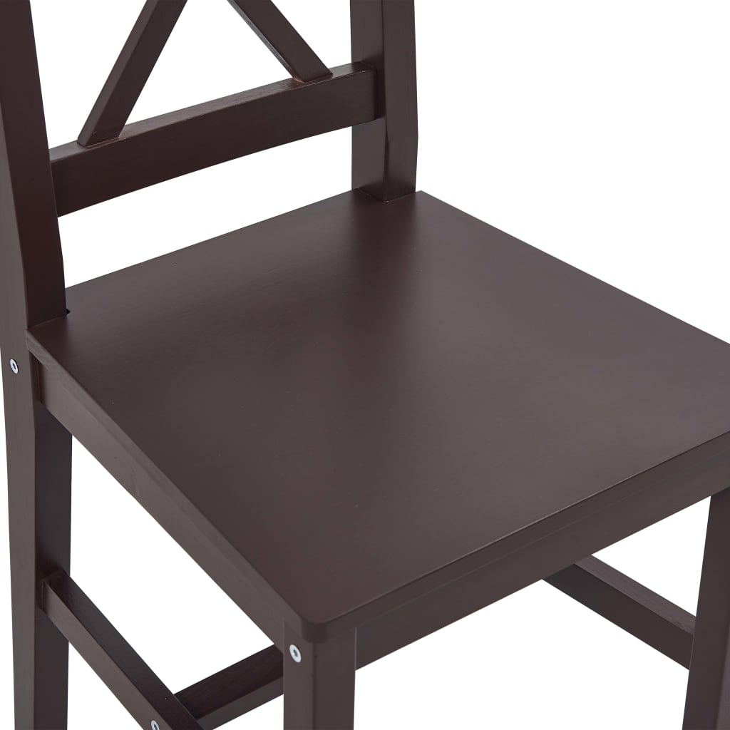 Zestaw stołowy 7 części drewno sosnowe ciemny brąz - number 9.