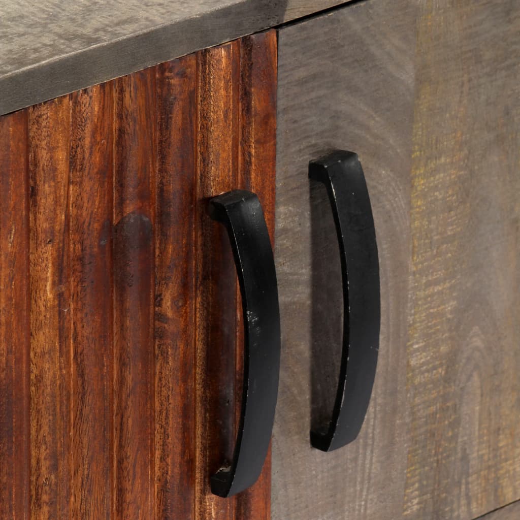 Stół konsolowy 120 x 35 x 75 cm lite drewno mango surowe szare - number 6.