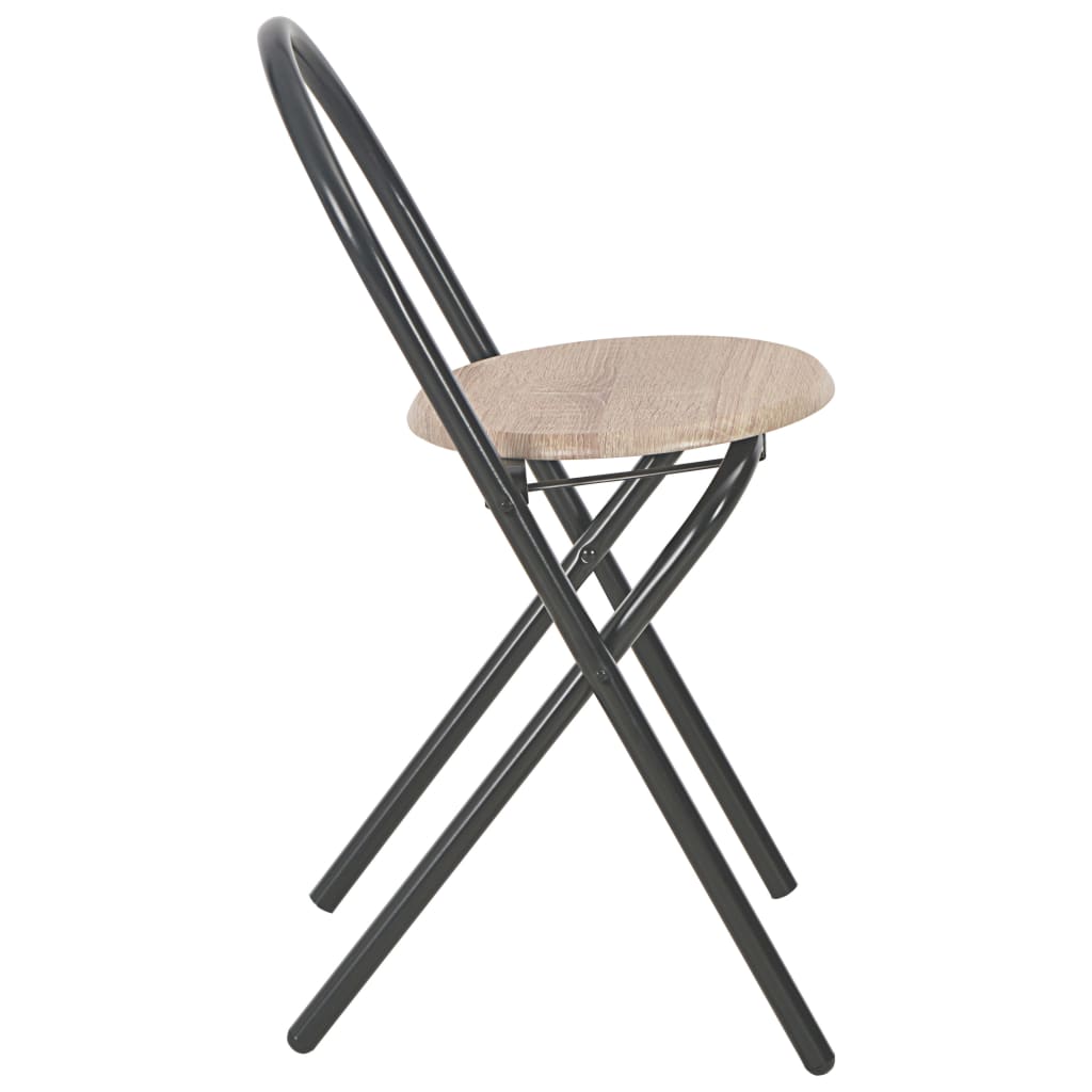 Sklopivi blagovaonski stol s policom 3 dijela mdf i čelik - hrast i crno, 2 - number 10.