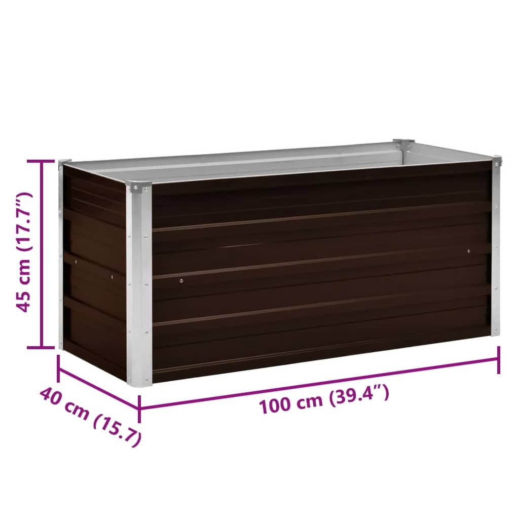Raised plant box galvanized steel - brown, 100 x 40 x 45 cm, 1 - number 8.