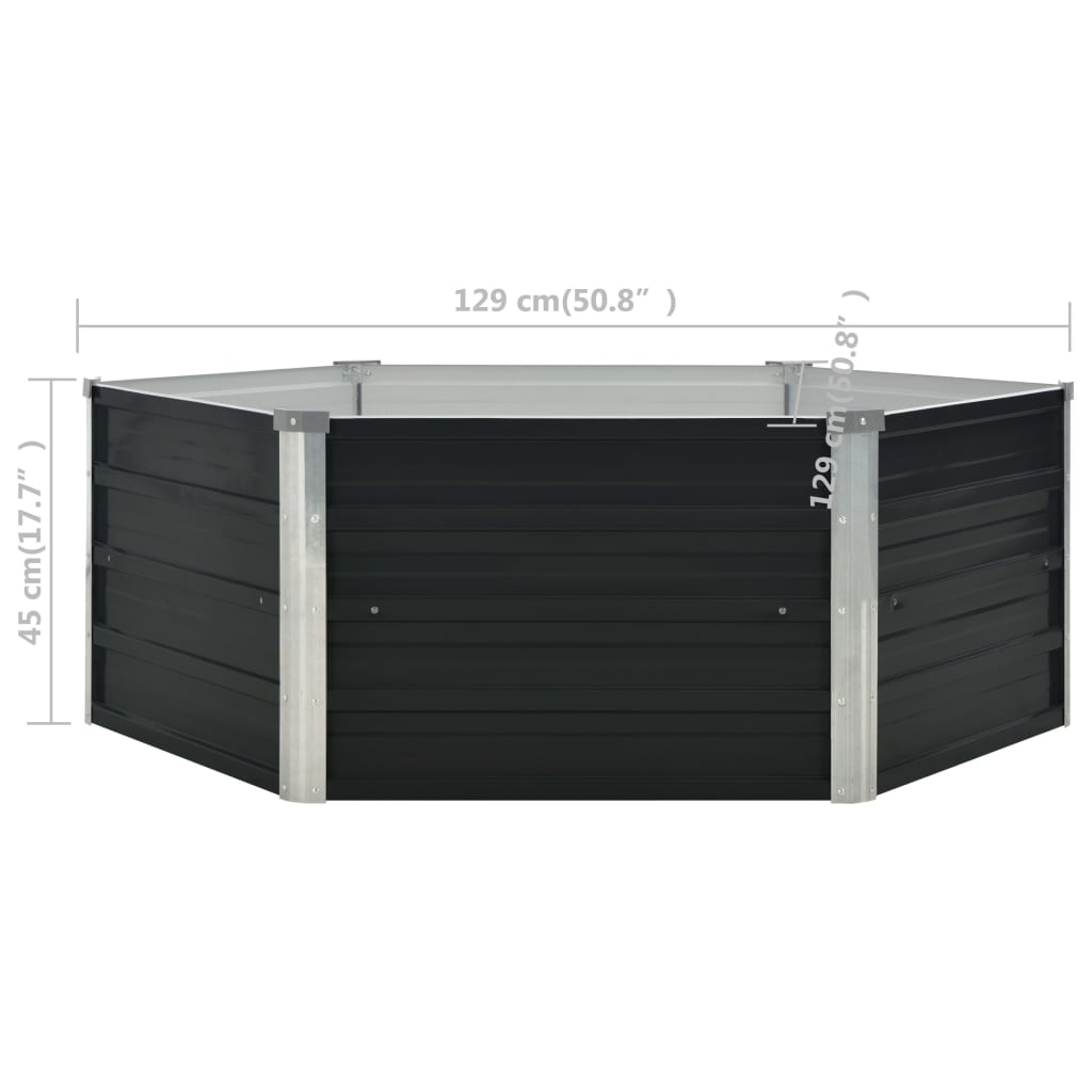 Raised planter 129x129x45 cm galvanized steel - anthracite grey, 1 - number 6.