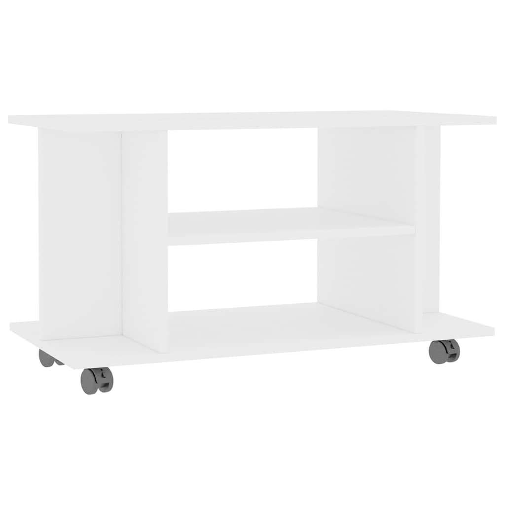 Tv cabinet with wheels 80x40x45 cm engineered wood - white, 1 - number 2.