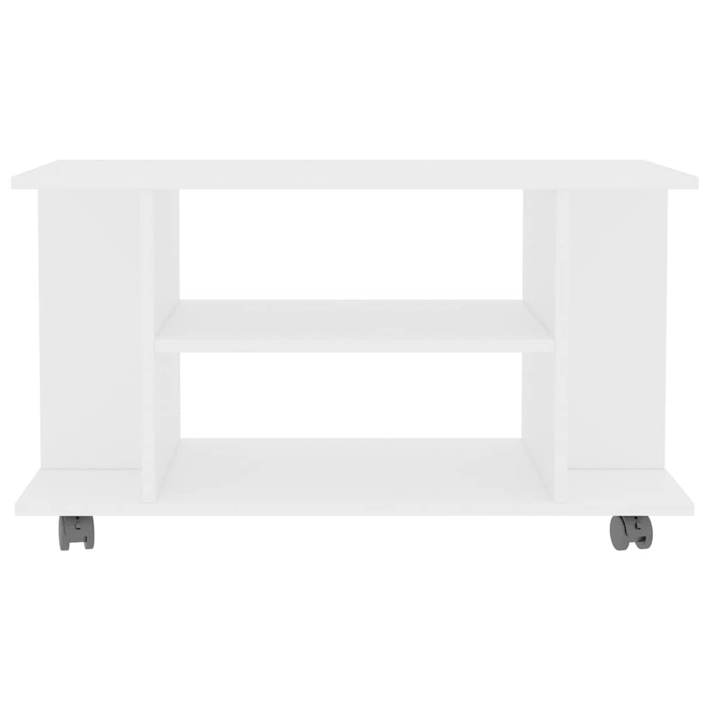 Tv cabinet with wheels 80x40x45 cm engineered wood - white, 1 - number 4.