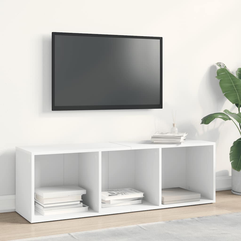 Bogreol/tv-bord konstrueret træ - hvid, 36 x 30 x 114 cm, 1 - number 6.