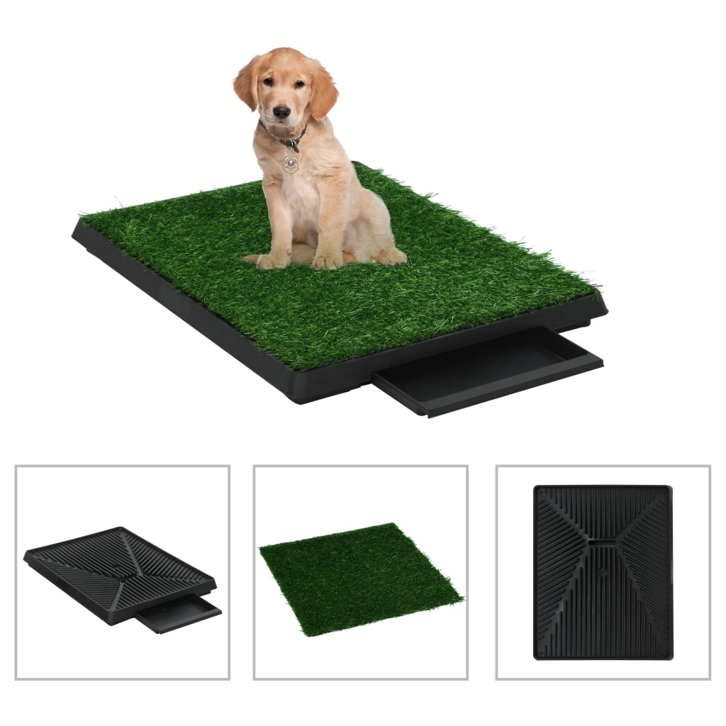 Toilettes pour animaux de compagnie avec plateau et herbe artificielle 2 pcs. 63x50x7 cm vert - 63 x 50 x 7 cm (2 pièces), 1 - number 1.