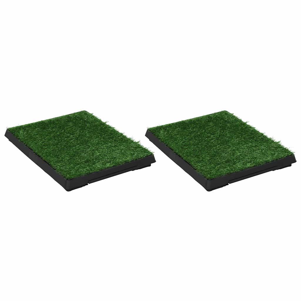 Toilettes pour animaux de compagnie avec plateau et herbe artificielle 2 pcs. 63x50x7 cm vert - 63 x 50 x 7 cm (2 pièces), 1 - number 2.